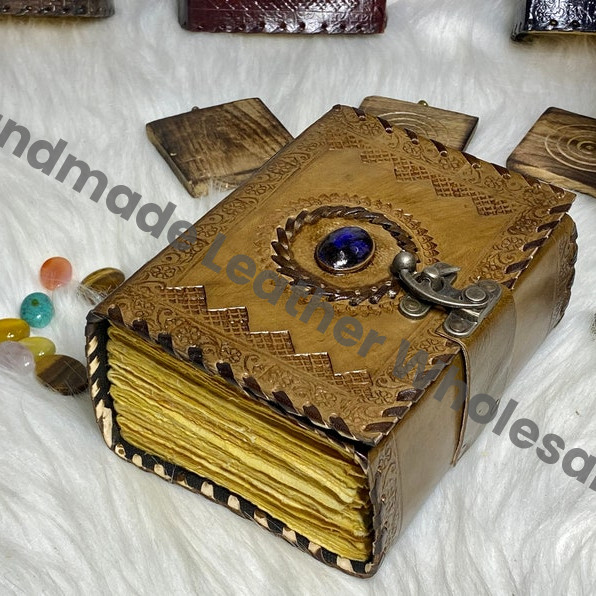 Vintage Leather Journal: Lapis Lazuli Celtic Stone Book of Shadows