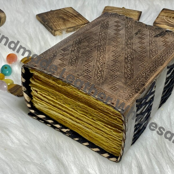 Vintage Leather Journal: Lapis Lazuli Stone, Celtic Grimoire