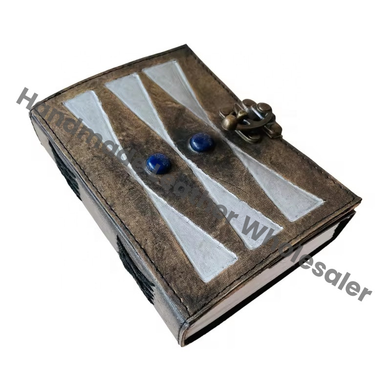 Vintage Leather Journal Lapiz Stone Antique Handmade Deckle Edge Paper Silver Sketchbook Charmed Writing Planner Gift