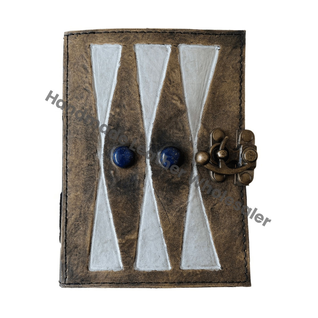 Vintage Leather Journal Lapiz Stone Antique Handmade Deckle Edge Paper Silver Sketchbook Charmed Writing Planner Gift