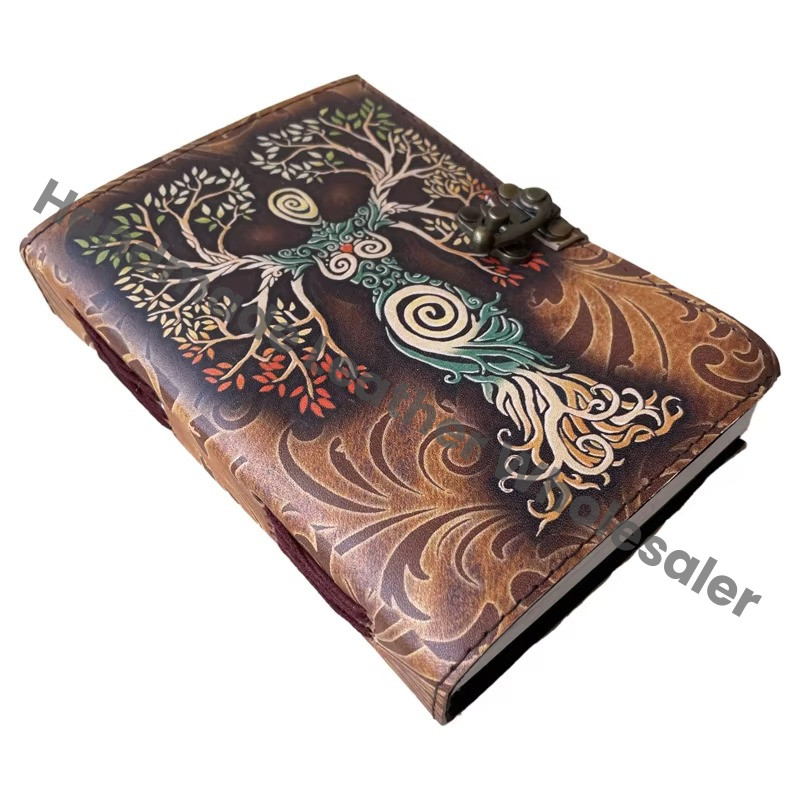 Vintage Leather Journal Spell Book of Shadows Journal Blank Mother of Earth Deckle Edge Paper Tree of Life Journals