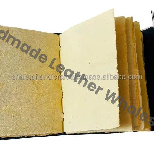 Vintage Leather Journal Tree Life Yellow Genuine Cover Case Inner Deckle Pages Spiral Binding Gift Travel Happy Stationery