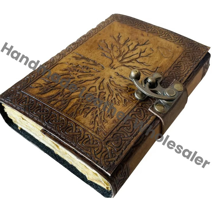 Vintage Leather Journal Tree of Life Bound Notebook Vintage Deckle Edge Paper Writing Book of Shadows Planner Travel Diary