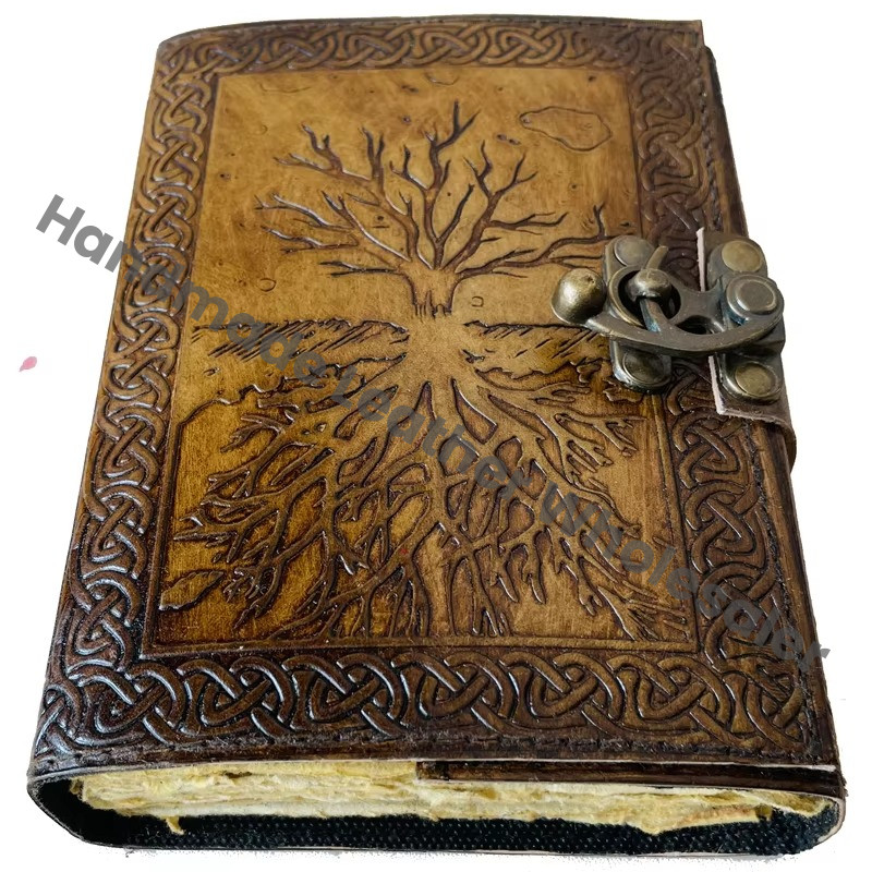 Vintage Leather Journal Tree of Life Bound Notebook Vintage Deckle Edge Paper Writing Book of Shadows Planner Travel Diary