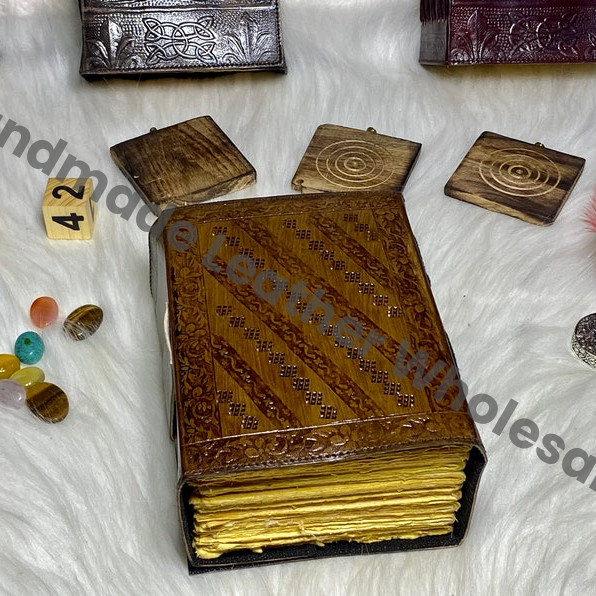 Vintage Leather Journal: Tree of Life Grimoire, Lapis Lazuli Stone