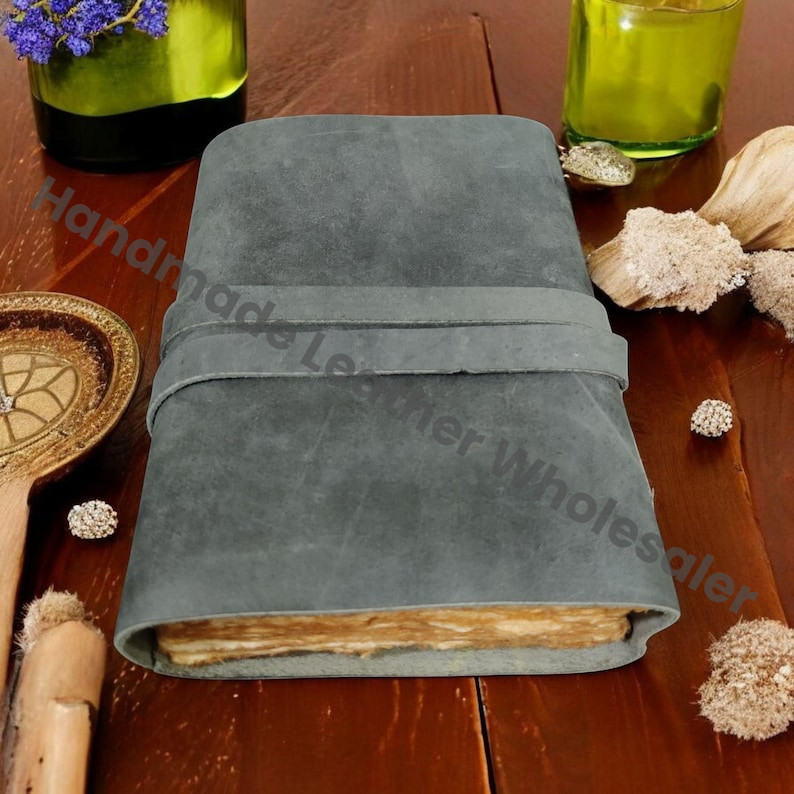 Vintage Leather Journal with Key: Handmade Spell Book, Grimoire