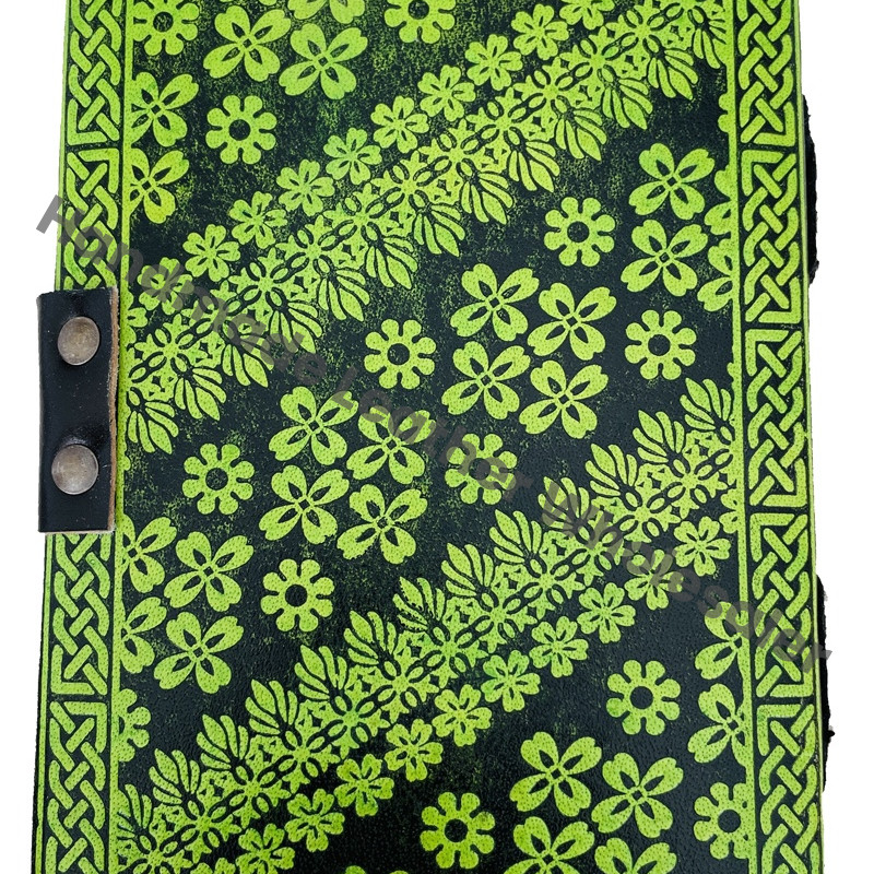 Vintage Leather Journal Women Dragon Large Book of Shadows Sketchbook Deckle Old Pages Black With Green Classic Planner Diary