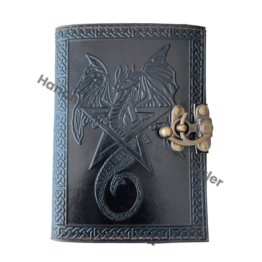 Vintage Leather Journal Women Sketchbook Dragon Large Thermal Binding Gift Hardcover Deckle Old Pages Blank Notebooks