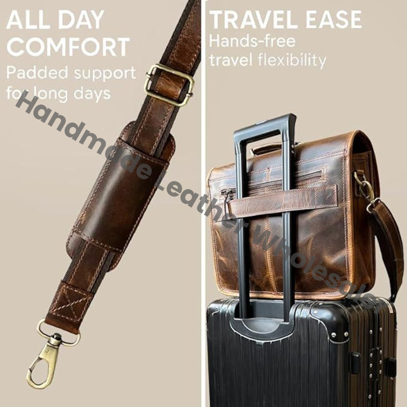 Vintage Leather Messenger Full Grain Briefcase Bag – Custom Engraved - Handmade Crossbody Laptop Satchel - Gift for him