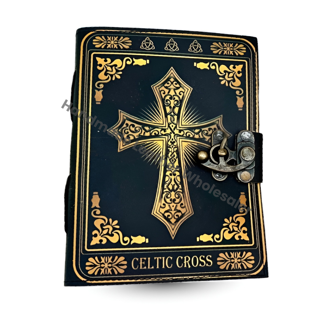 Vintage Leather Print Journal: Celtic Cross Book of Shadows