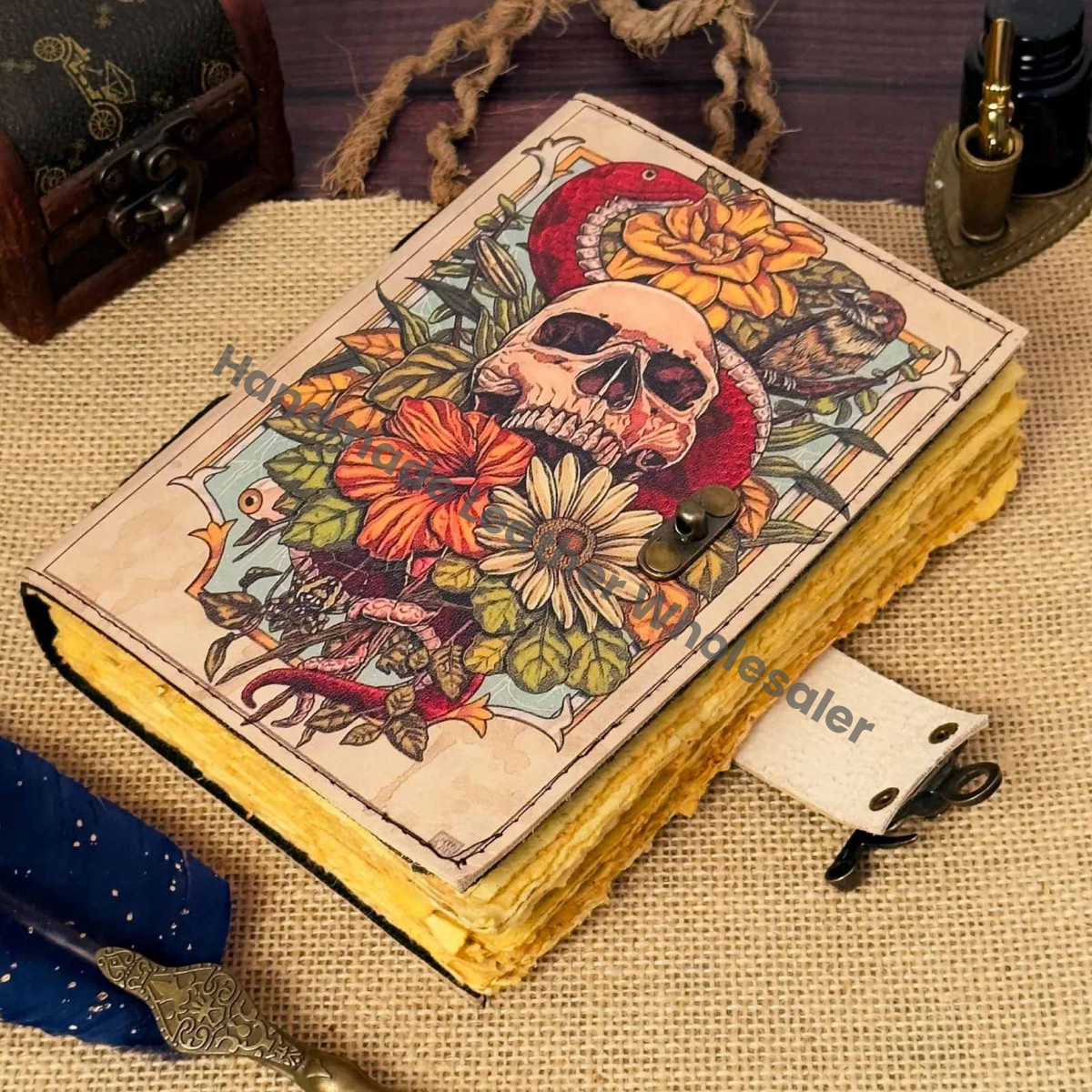 Vintage Leather Skull Journal: Book of Shadows, Wiccan Grimoire