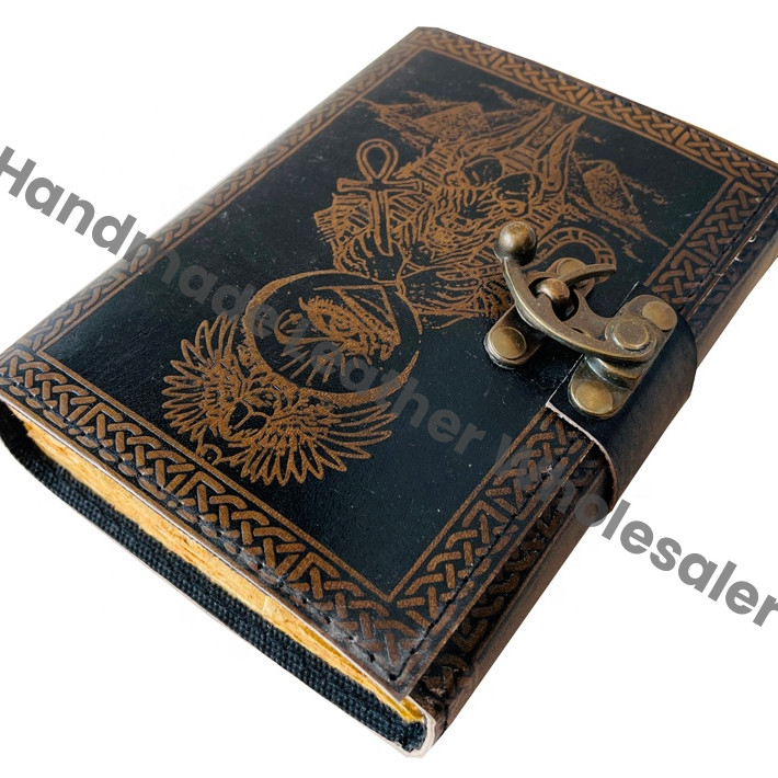 Vintage Leather Spiral Binding Journal for Women Eye of Horus Sketchbook Shadows Deckle Pages Third Eye Celtic Blank Witch Gift