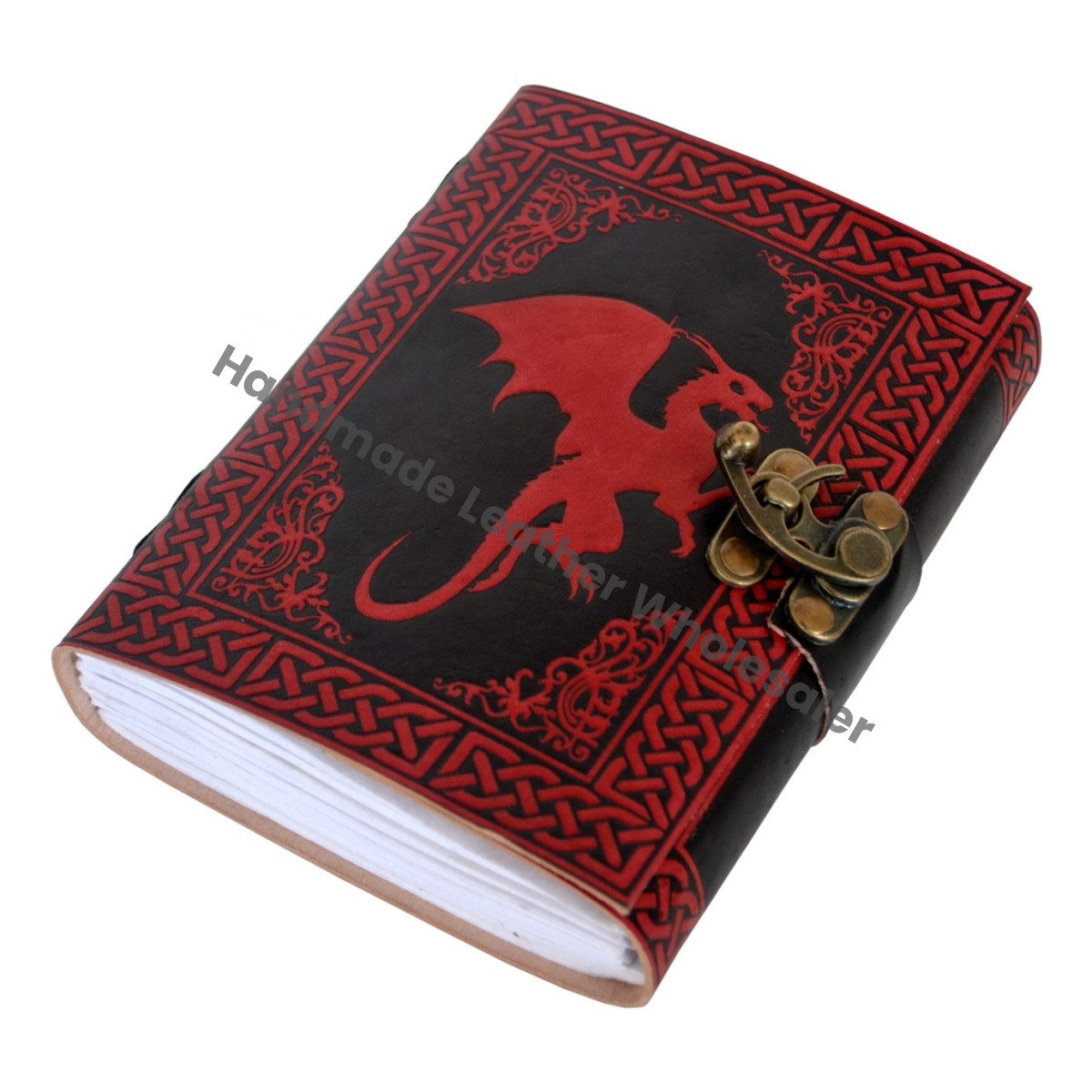 Vintage Leather Spiral Journal for Women Dragon Large Book Shadows Sketchbook Cotton Pages Black Red Spell Notebooks Gift