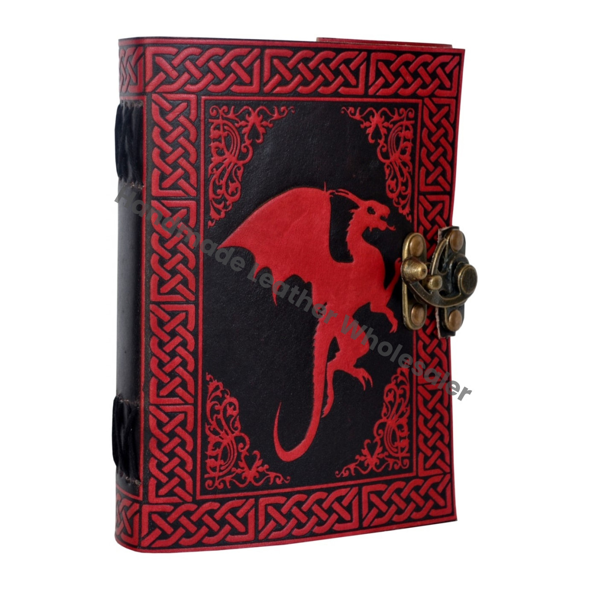 Vintage Leather Spiral Journal for Women Dragon Large Book Shadows Sketchbook Cotton Pages Black Red Spell Notebooks Gift