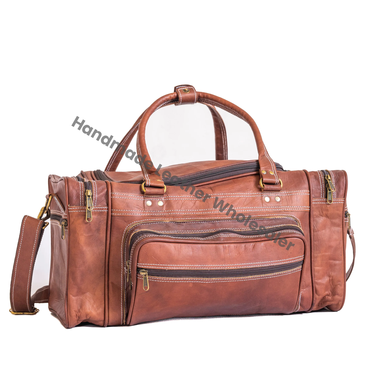 Vintage Leather Travel Duffle Bag