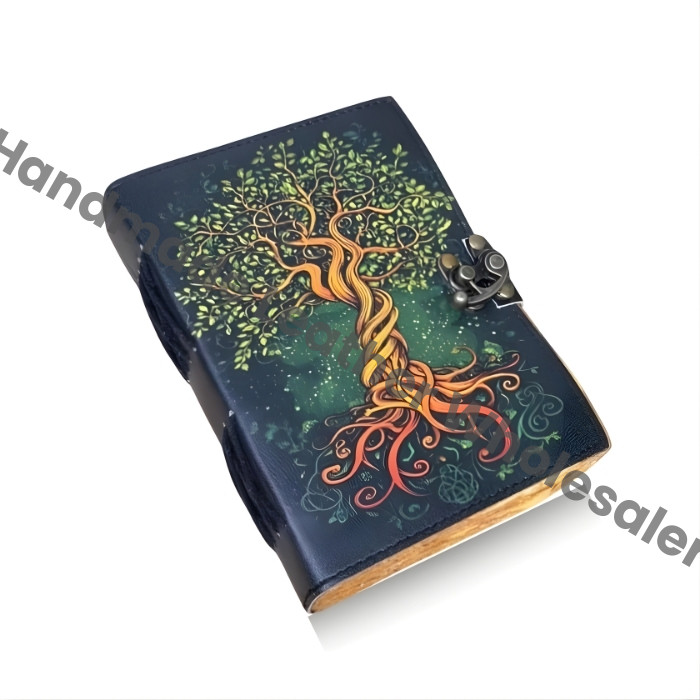 Vintage Leather Tree of Life Journal: Grimoire Book of Shadows