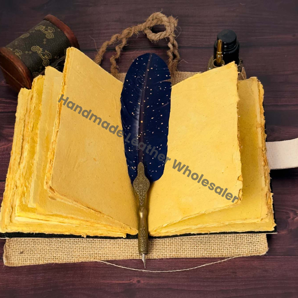 Vintage Leather Wolf Journal: Handmade Deckle Edge Paper, 7x5