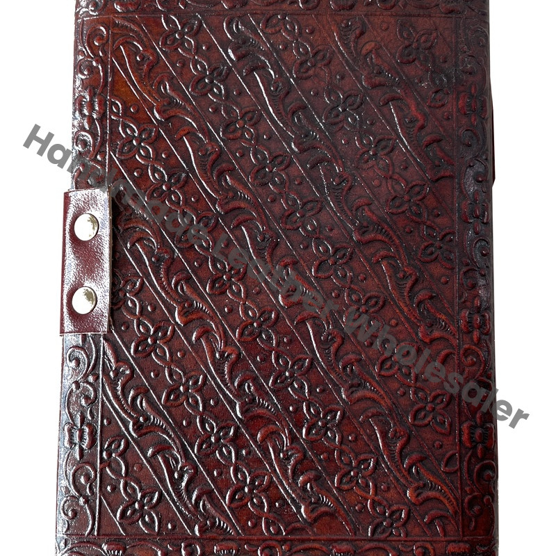 Vintage Raven Embossed Leather Journal Sketchbook Charmed Antique Handmade Deckle Edge Paper Yellow Brown Embossed Spell Gift Custom Logo