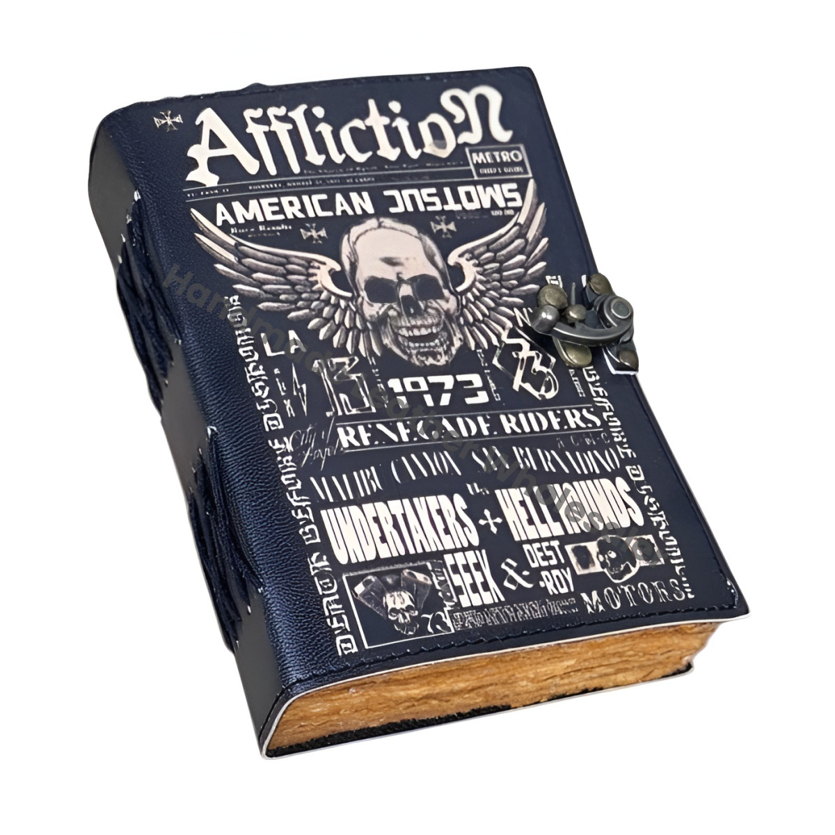 Vintage Skull Leather Journal: Handmade Deckle Edge Paper Sketchbook