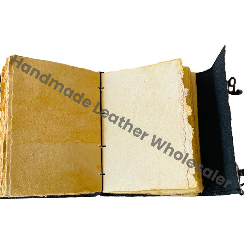 Vintage Stone Leather Spiral Printed Address Book Wiccan Writing Antique Planner Travel Deckle Paper Handmade Eco-friendly Gift