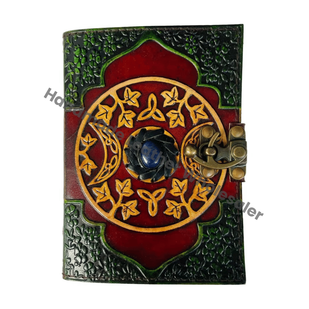 Vintage Sun & Moon Leather Journal Genuine Cover Stone Leather Travel Colorful Happy Stationery Spiral Binding Gift Notebooks