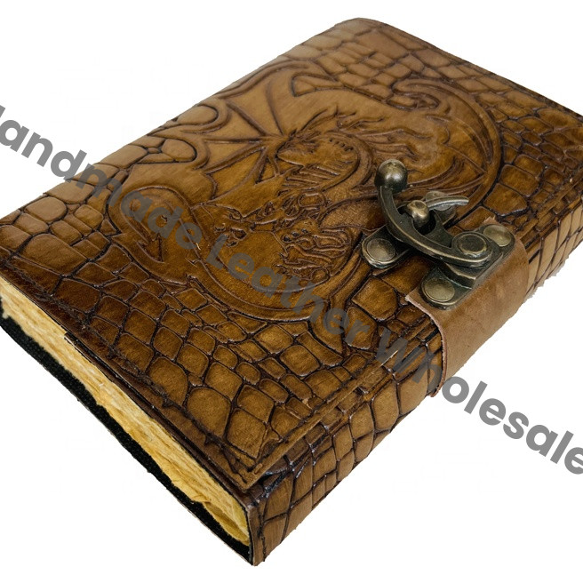 Vintage Women Sketchbook Dragon Large Book Shadows Crocodile Style Printed Journal Spiral Charcoal Cover for Gift Deckle Old