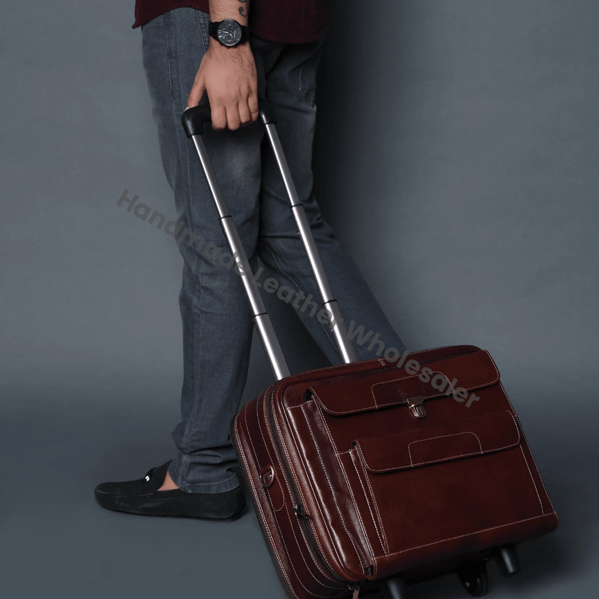 Wanderer Leather Trolly Suitcase Bag