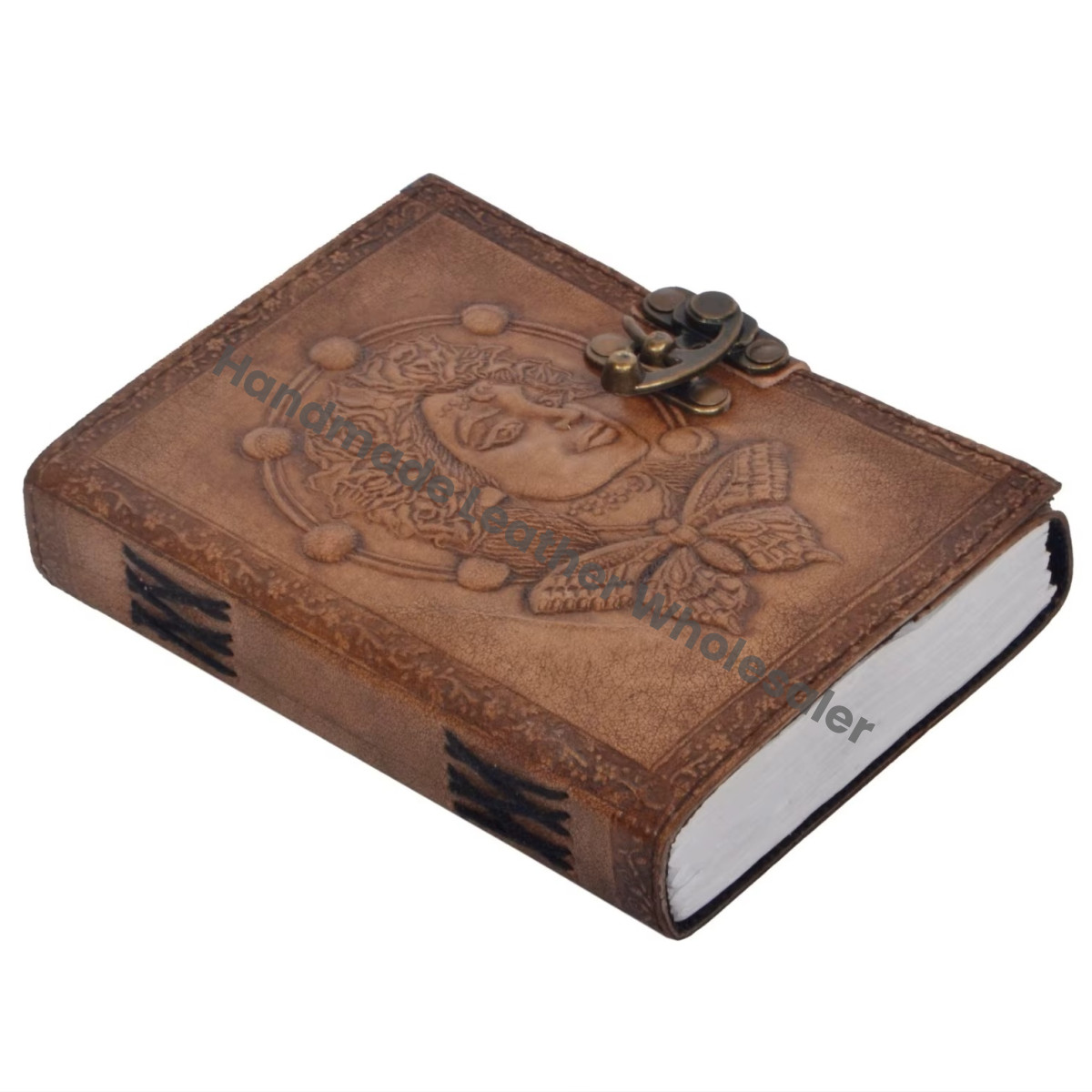 wholesale butterfly Vintage Leather Journal with Women Pages Antique Book Shadows Blank Grimoire Sketchbook Spiral Binding Gift