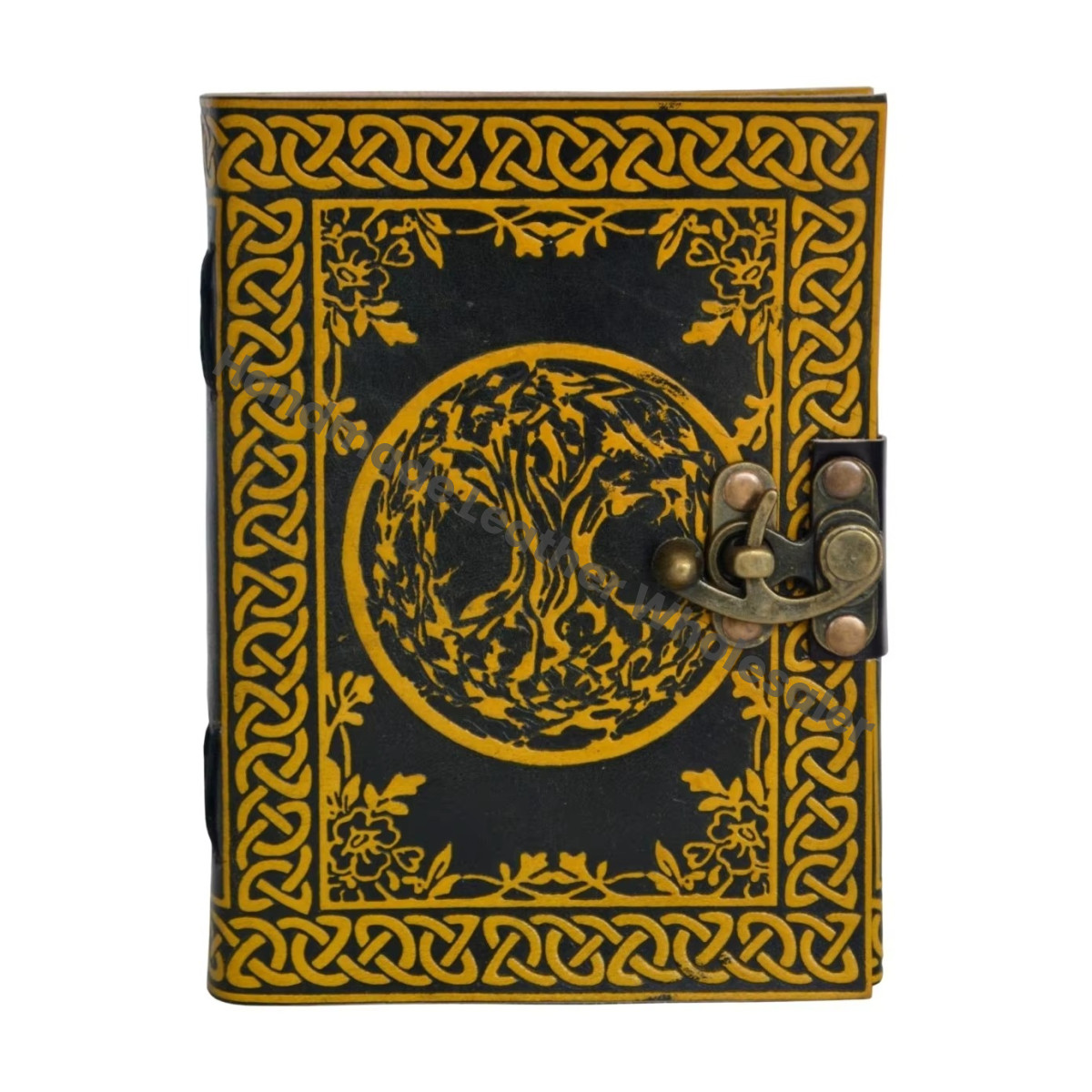 Wholesale Genuine Leather Round Tree Journals Custom Logo Handmade Vintage Notebook Writing Diary Manufacturer