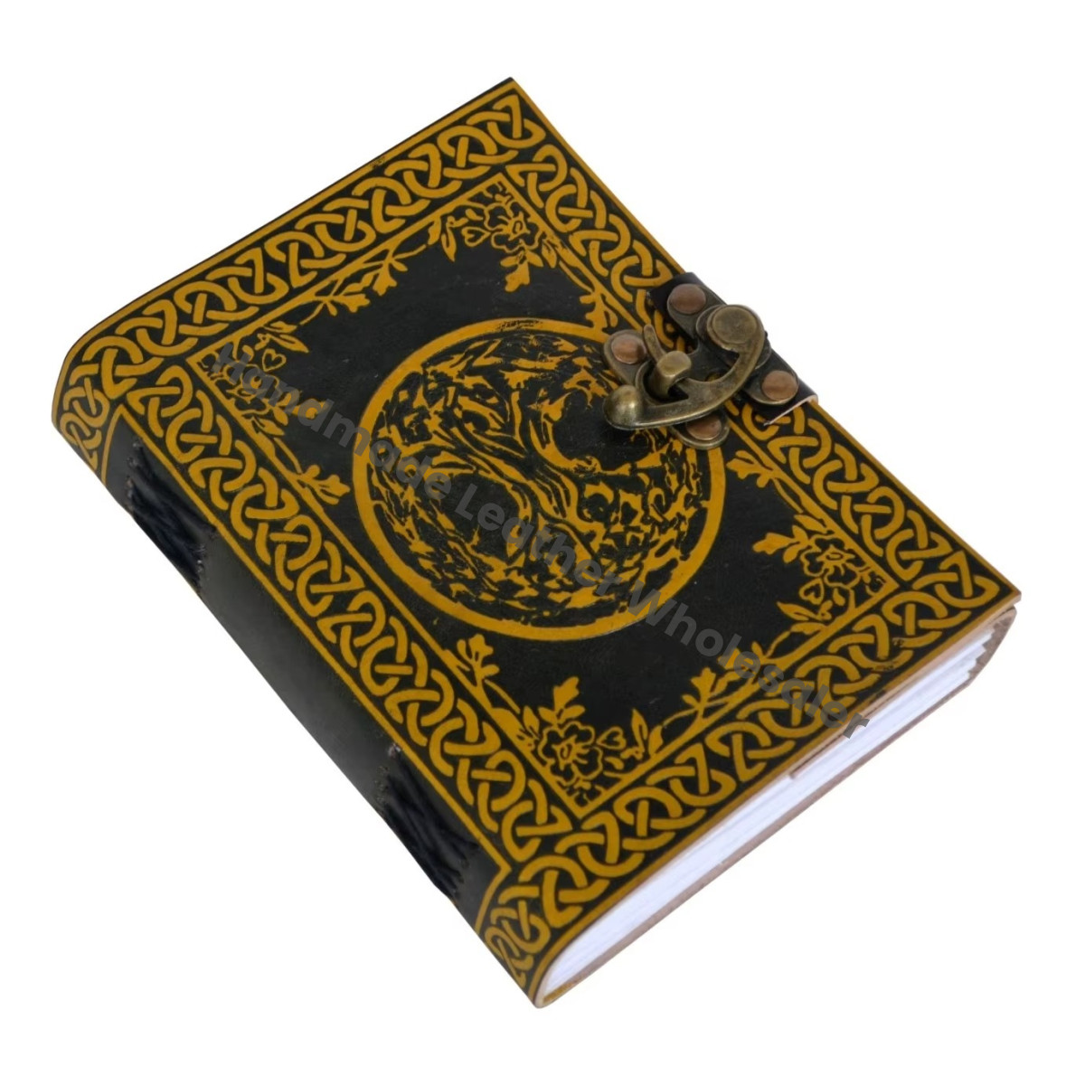 Wholesale Genuine Leather Round Tree Journals Custom Logo Handmade Vintage Notebook Writing Diary Manufacturer