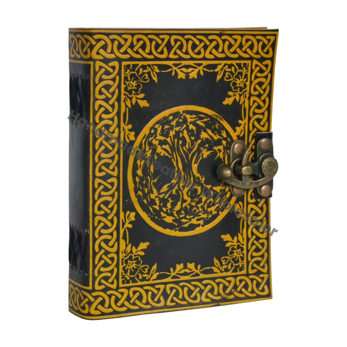 Wholesale Genuine Leather Round Tree Journals Custom Logo Handmade Vintage Notebook Writing Diary Manufacturer