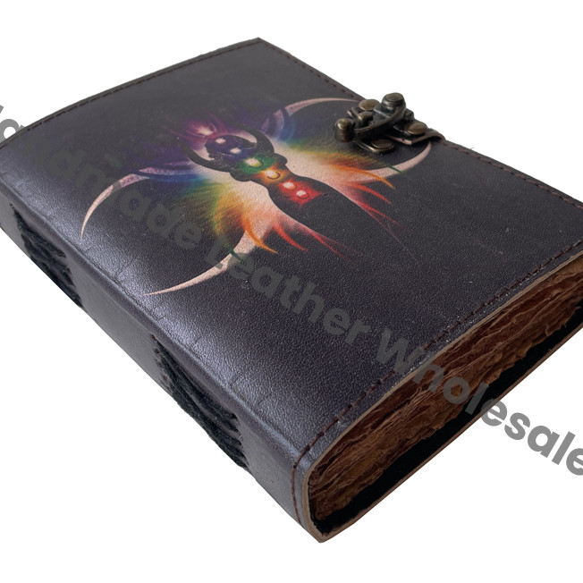 Wholesaler Vintage Witch Decor Address Book Triple Moon Goddess Witchcraft Spell Writing Leather Address Book Gift