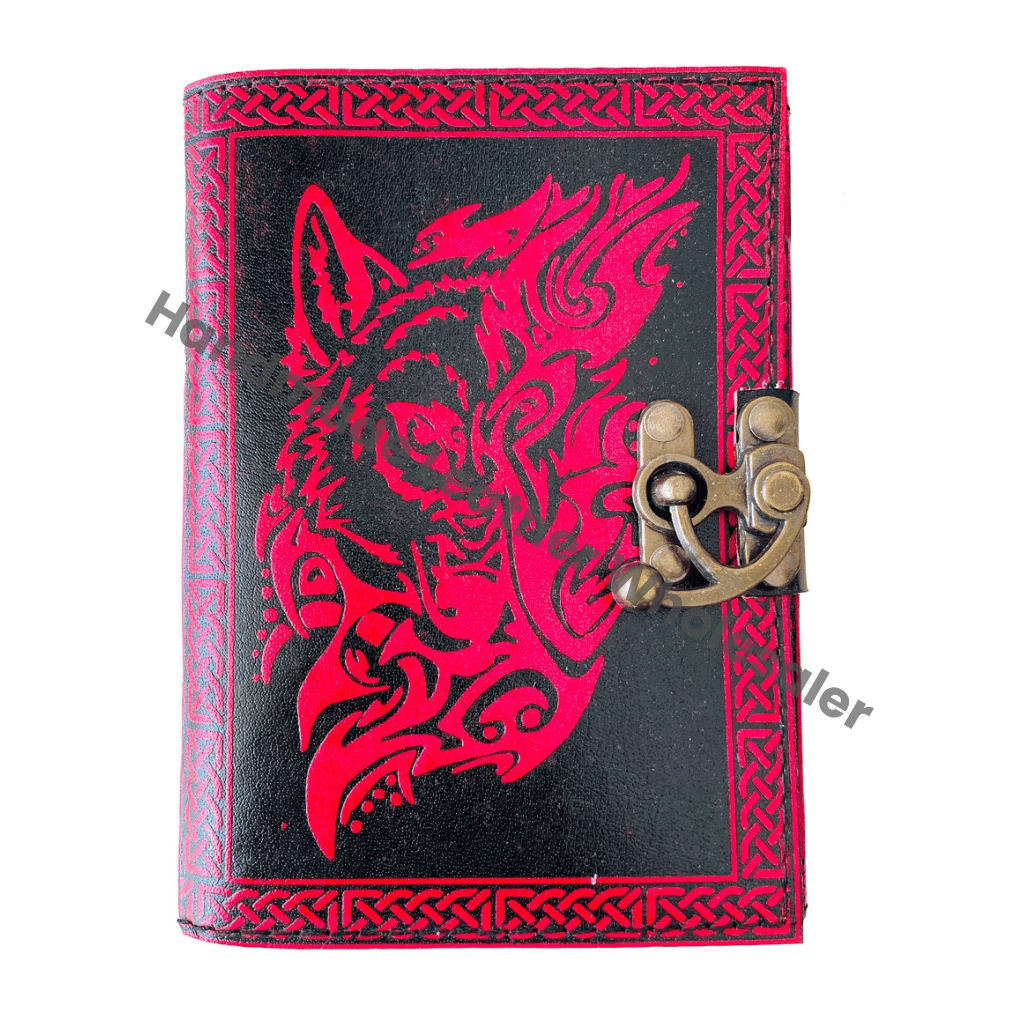 Wolf Leather Handmade Hardcover Journal Embossed Traveler Diary Custom Logo Gift Notebook with Recyclable Paper