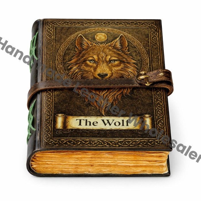 Wolf Print Handmade Vintage Leather Journal: Blank Spell Book of Shadows, for Sketching, Writing personalized gifts for women