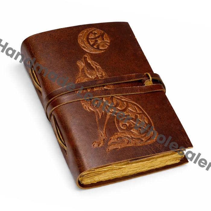Wolf Vintage Leather Journal: Handmade Book of Shadows Grimoire
