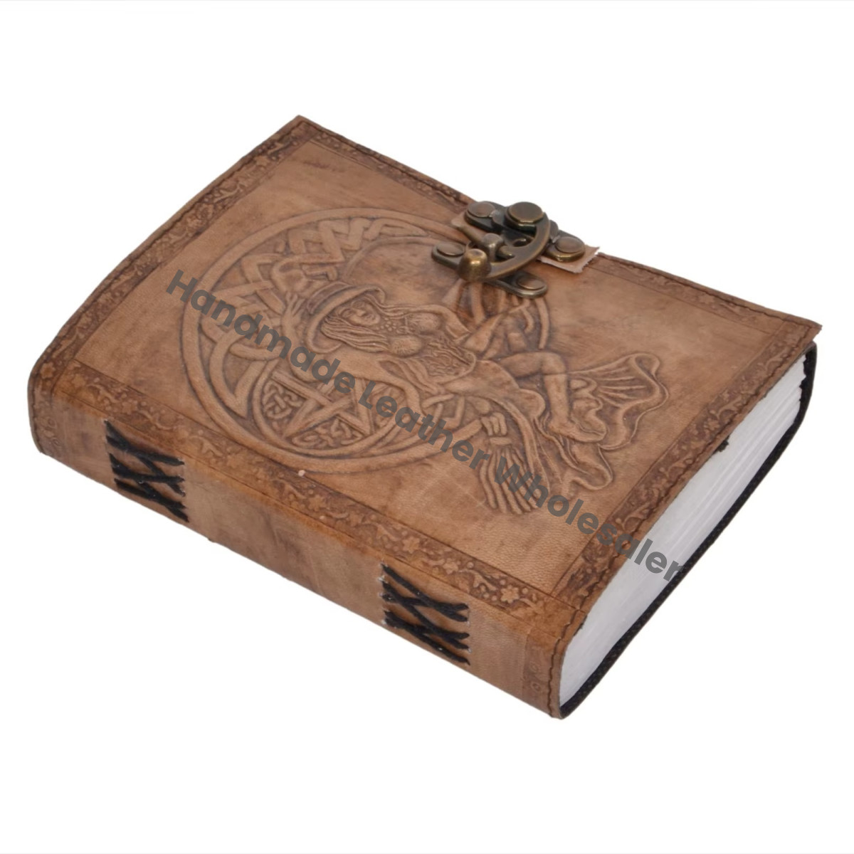 Women Grimoire Handmade Leather Embossed Spiral Blank Journal Book Shadows Notebook Office College Poetry Sketchbook Gift