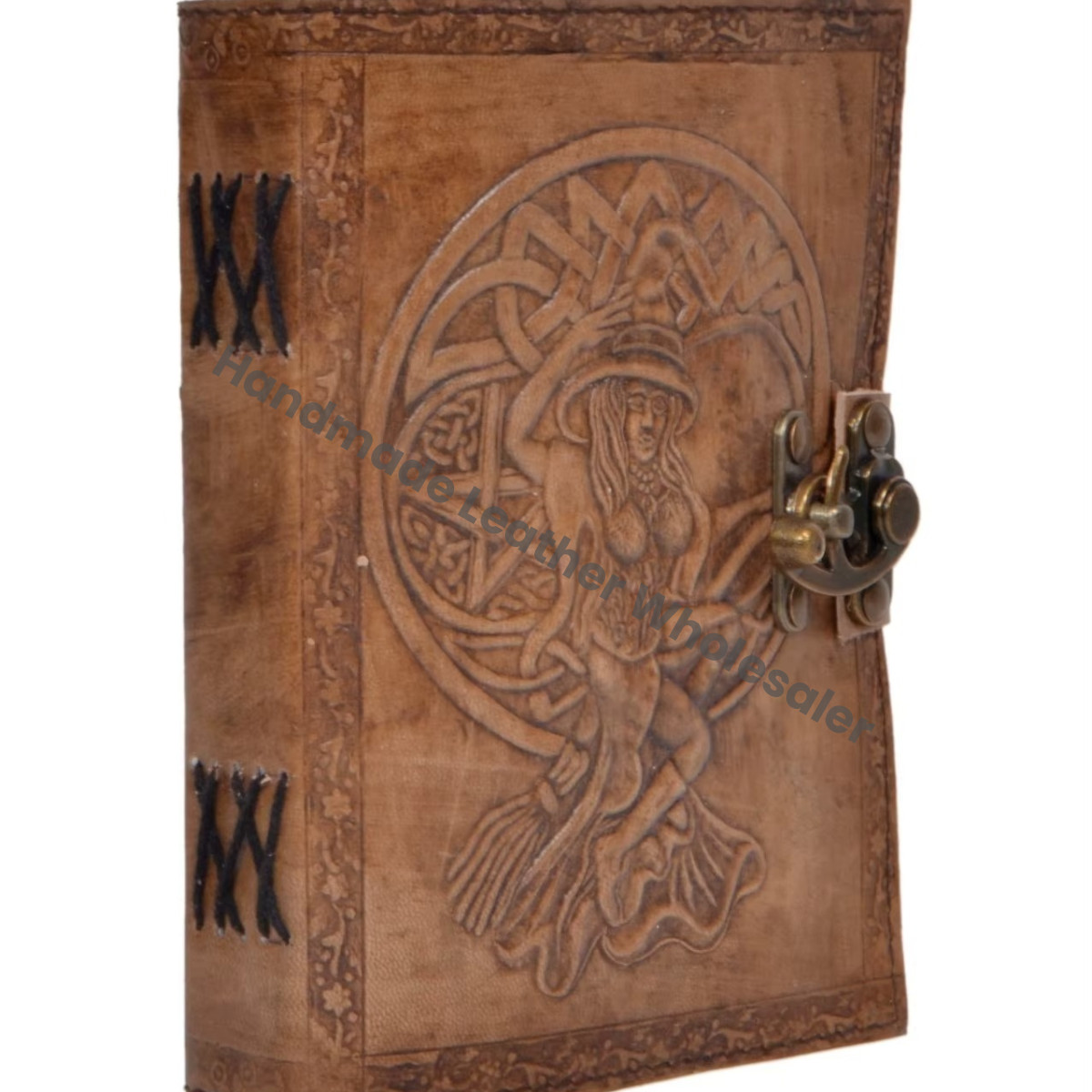 Women Grimoire Handmade Leather Embossed Spiral Blank Journal Book Shadows Notebook Office College Poetry Sketchbook Gift
