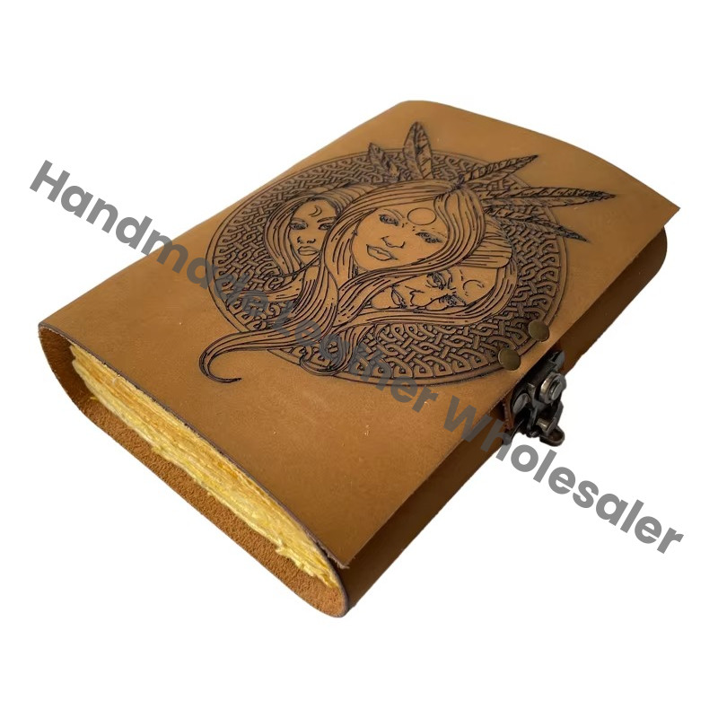 Yellow Leather Cover Deckle Paper High Quality Spiral Bound Diary with Custom Logo Option Gift Travelling Journal & Office
