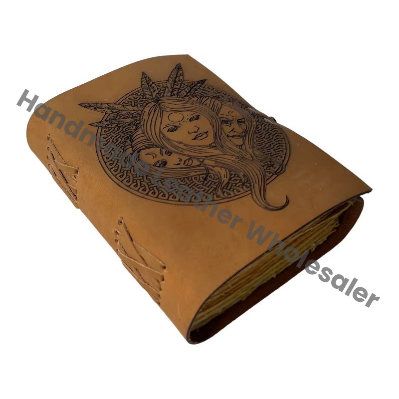 Yellow Leather Cover Deckle Paper High Quality Spiral Bound Diary with Custom Logo Option Gift Travelling Journal & Office
