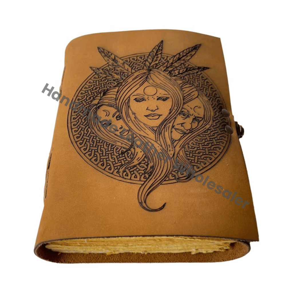Yellow Leather Cover Deckle Paper High Quality Spiral Bound Diary with Custom Logo Option Gift Travelling Journal & Office