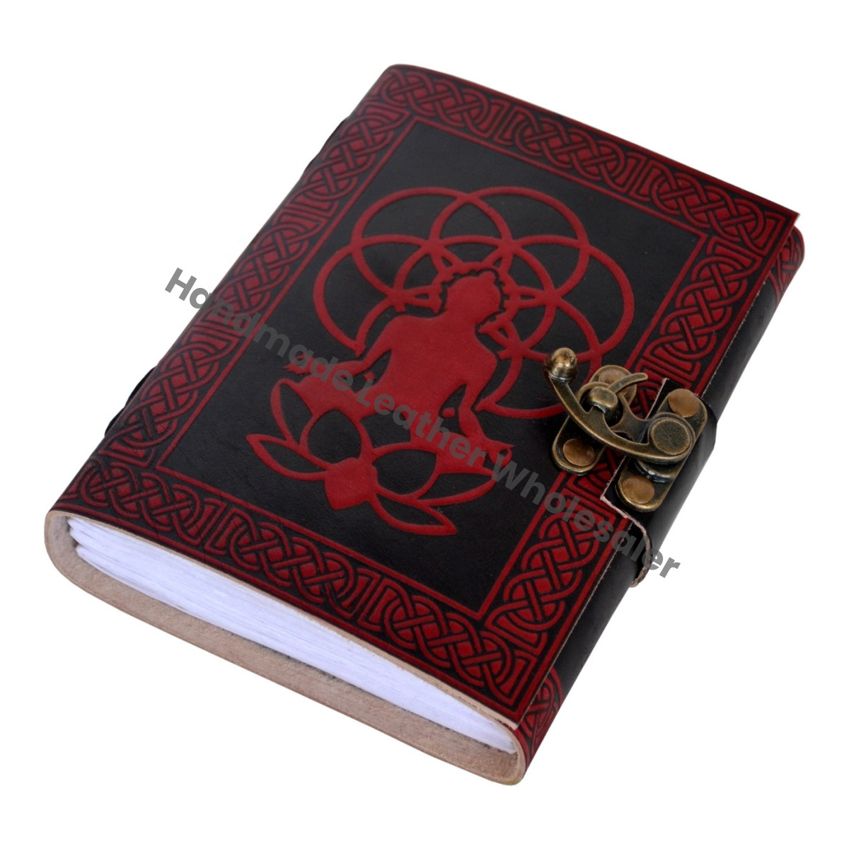 Yoga Man Leather Journal Dairy Classic Hard Cover Personalized Cotton Paper Bound Antique Book Sketching Drawing Black Red
