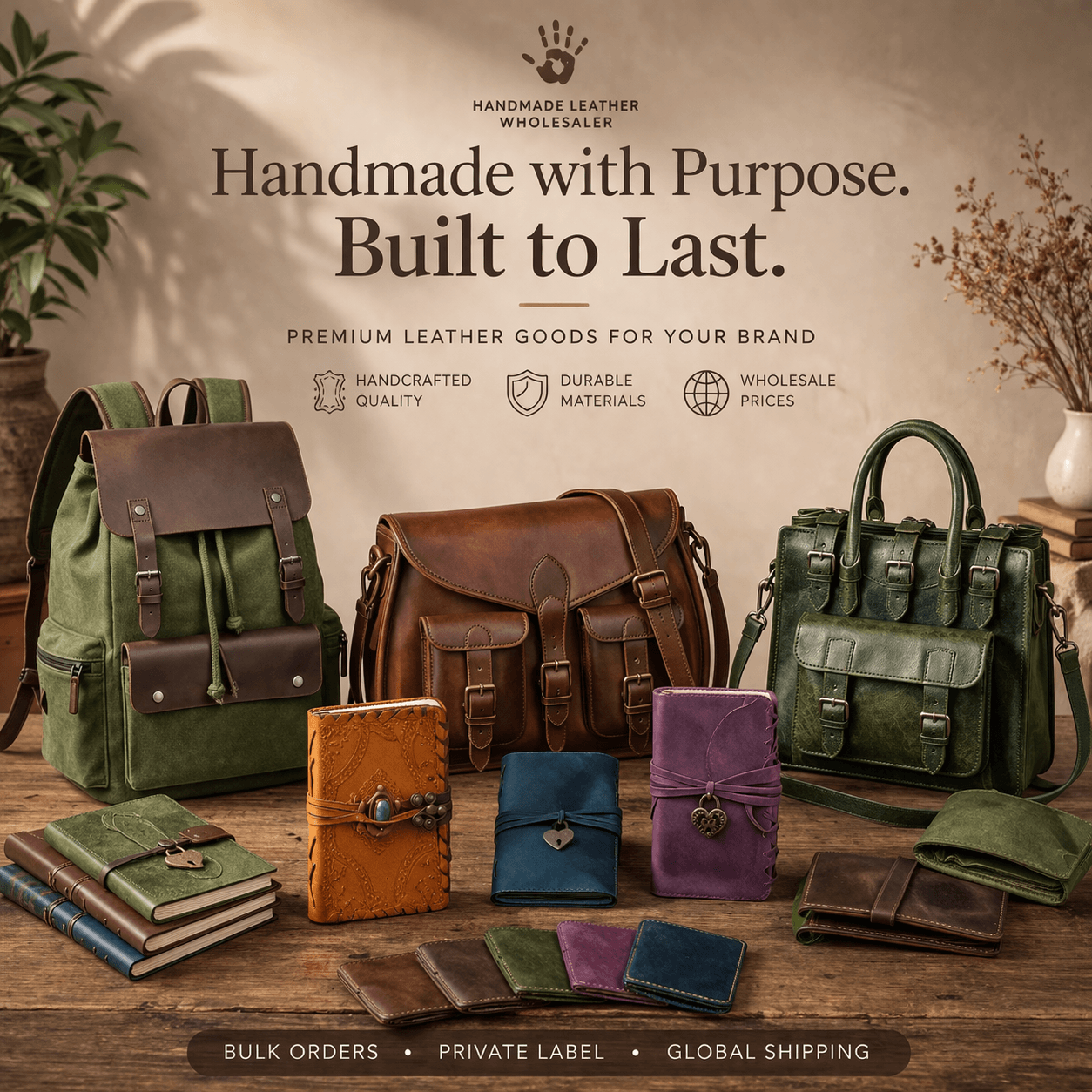 Handcrafted leather journal close-up