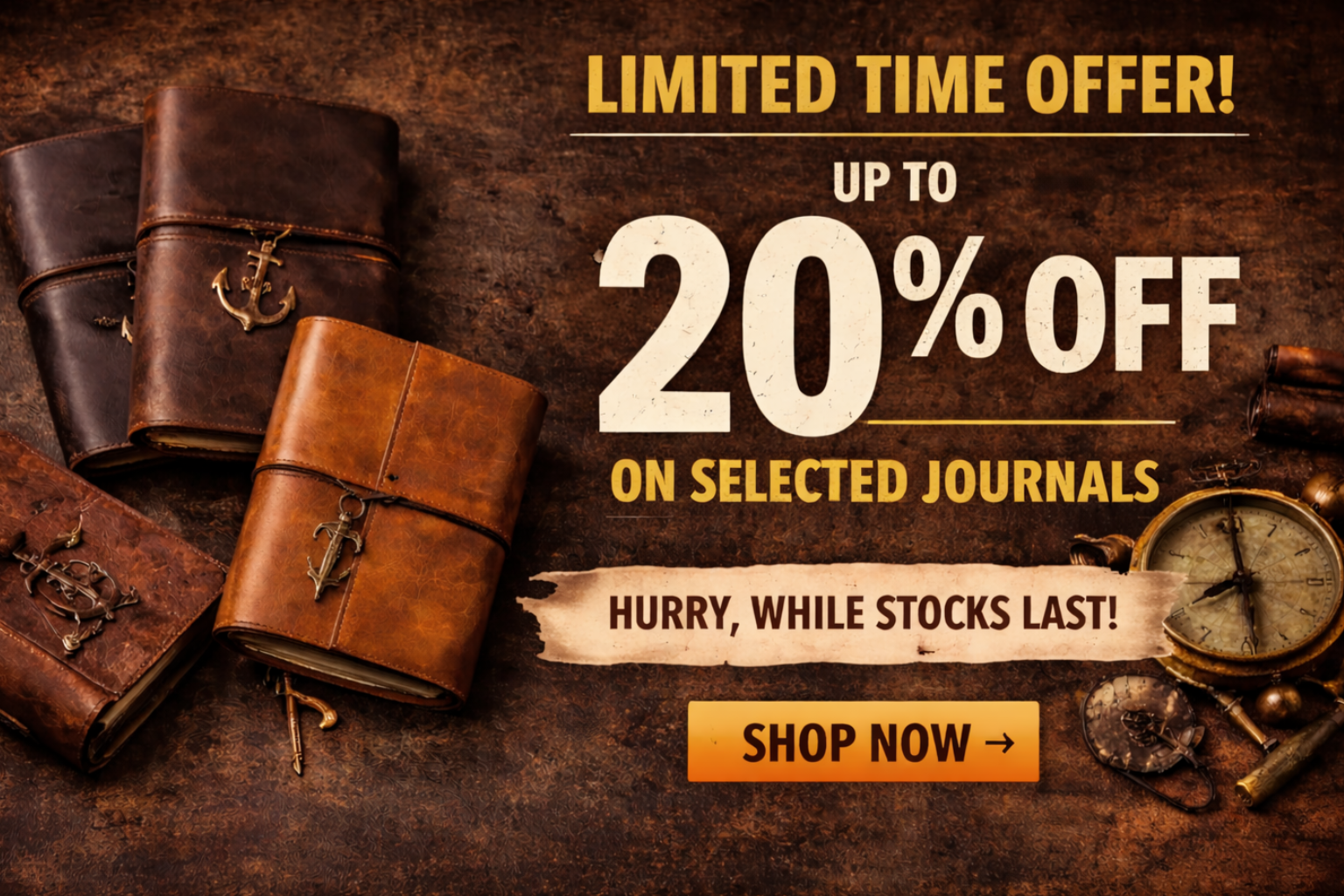 Leather journals stacked for wholesale bulk orders